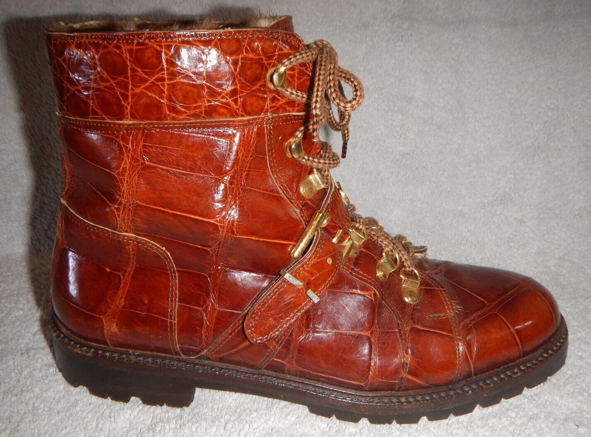 Mauri Alligator Boots Mauri Italy Black Alligator Crocodile Mink Fur Gold Medusa  main image 2