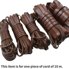 10M Genuine Cow Hide Leather Wide Flat Cord Rope Strips Straps String Crafts DIY