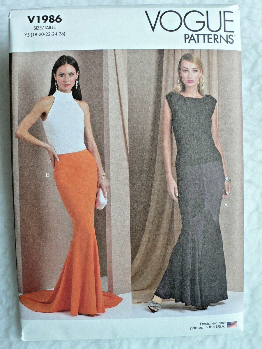 Vogue Pattern V1986 Red Carpet Mermaid Fishtail Skirt Misses/Women