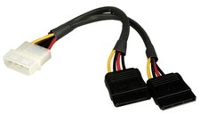 Internal 8" 4-pin 5.25 power to dual SATA power connector adapter cable - NEW