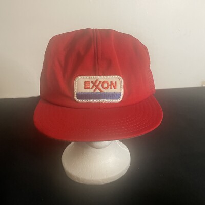 Vintage Red Trucker Exxon SnapBack Hat - Never worn Made in U.S.A. | eBay