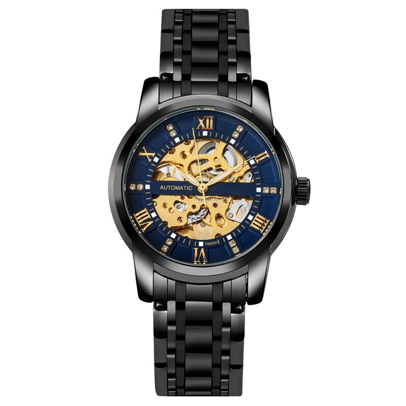 Stylish Men's Auto Mechanical Wristwatch Full Steel Bracelet Crystal Deco Gift image 6