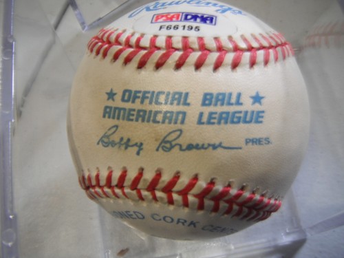 Paul Molitor Autographed AL Bobby Brown Baseball Brewers Twins Certed PSA - Picture 2 of 3