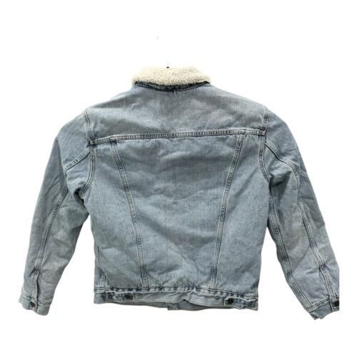 Levi’s Jacket Men’s Medium Blue Denim Trucker Sherpa Lined Button Up Coat - Picture 3 of 9