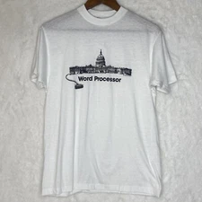 Vintage 80s Word Processor Computer Political Humor Single Stitch T Shirt Sz L