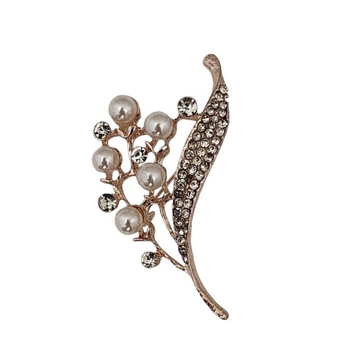 1928 Brand Bird Bath Brooch Pin,Gold Tone Faux Pearl  Exquisite 1928 Brand Gold and Pink Floral Bird Bath Brooch with Pearl Accent main image 2