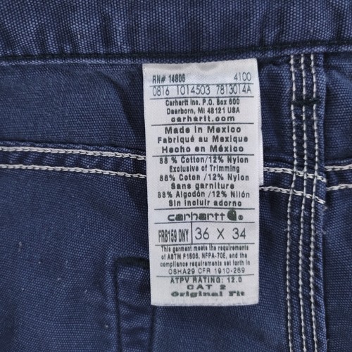 Carhartt FR Pants Mens 36x34 Navy Canvas Flame-Resistant Original Fit Carpenter - Picture 6 of 23