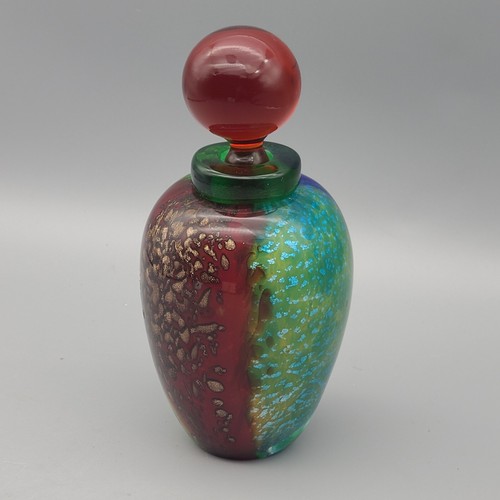 Botella y tapón de perfume de cristal de Murano Franco Moretti arte italiano escamas metálicas - Imagen 10 de 12
