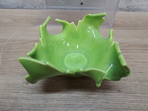Pair Green Art Pottery Abstract Style JB Signed USA Chartreuse - Picture 3 of 12