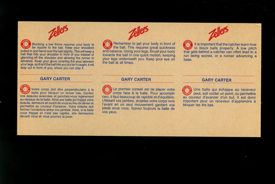 1982 Zellers Baseball Pro Tips Montreal Expos Gary Carter #13  - Image 2 of 2
