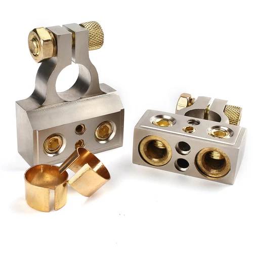 2PC Dual 1/0 4 8 10 GA Gauge Positive & Negative Battery Terminal Connector Port - Picture 12 of 12