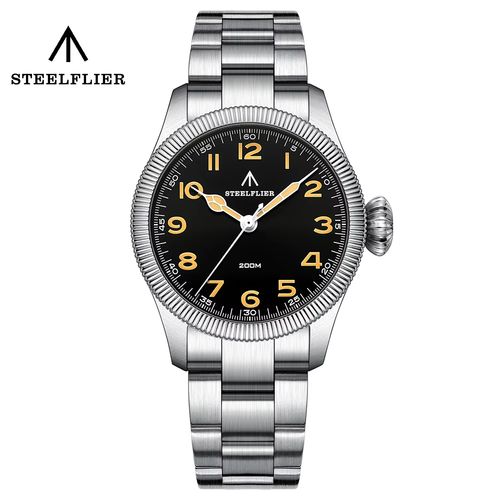 STEELFLIER Lume Zaffiro Pilota Quarzo Lume Ufficiale SF741 Svizzero 200M - Foto 15 di 15