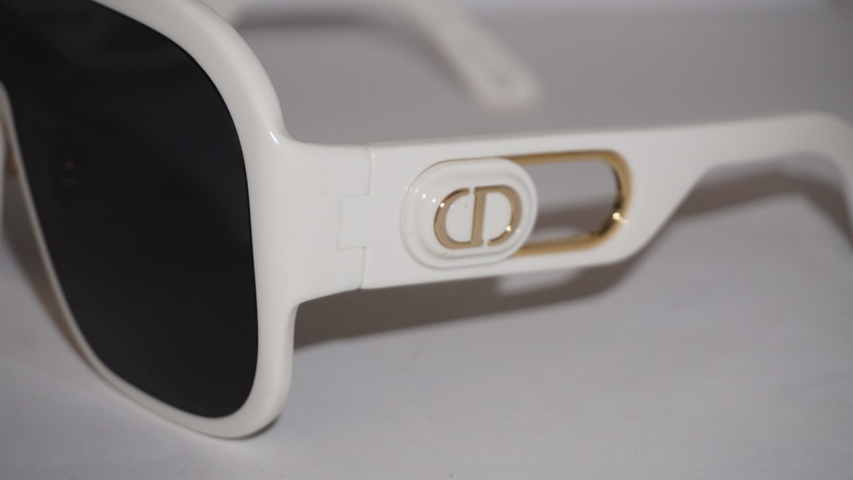 Christian Dior Sunglasses New Shield White Gold Grey Christian Dior Sunglasses New Shield White Gold Grey