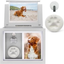 Pet Memorial Urn Keepsake Box with Photo Frame, Paw Print Kit  Photo Album