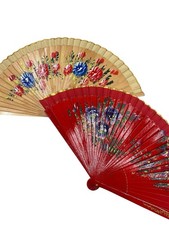 Set of 2 Wood Spanish Flamenco Vintage Wooden Folding Hand Fan Both Side Painted