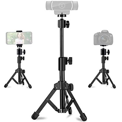 Webcam Tripod Stand Extendable Desktops for Camera/Phone/Webcam, Black 