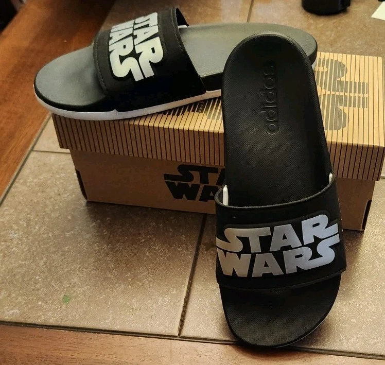 Sandali Adidas Star Wars Adilette Comfort Big Kids taglia 4 neri nuovi con scatola