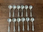 (12) Alvin Gorham Antique Old Orange Blossom Sterling Bowl Soup/ Cream Spoons