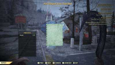 Fallout 76 | Playstation | Plan: Backpack Armor Plated Mod