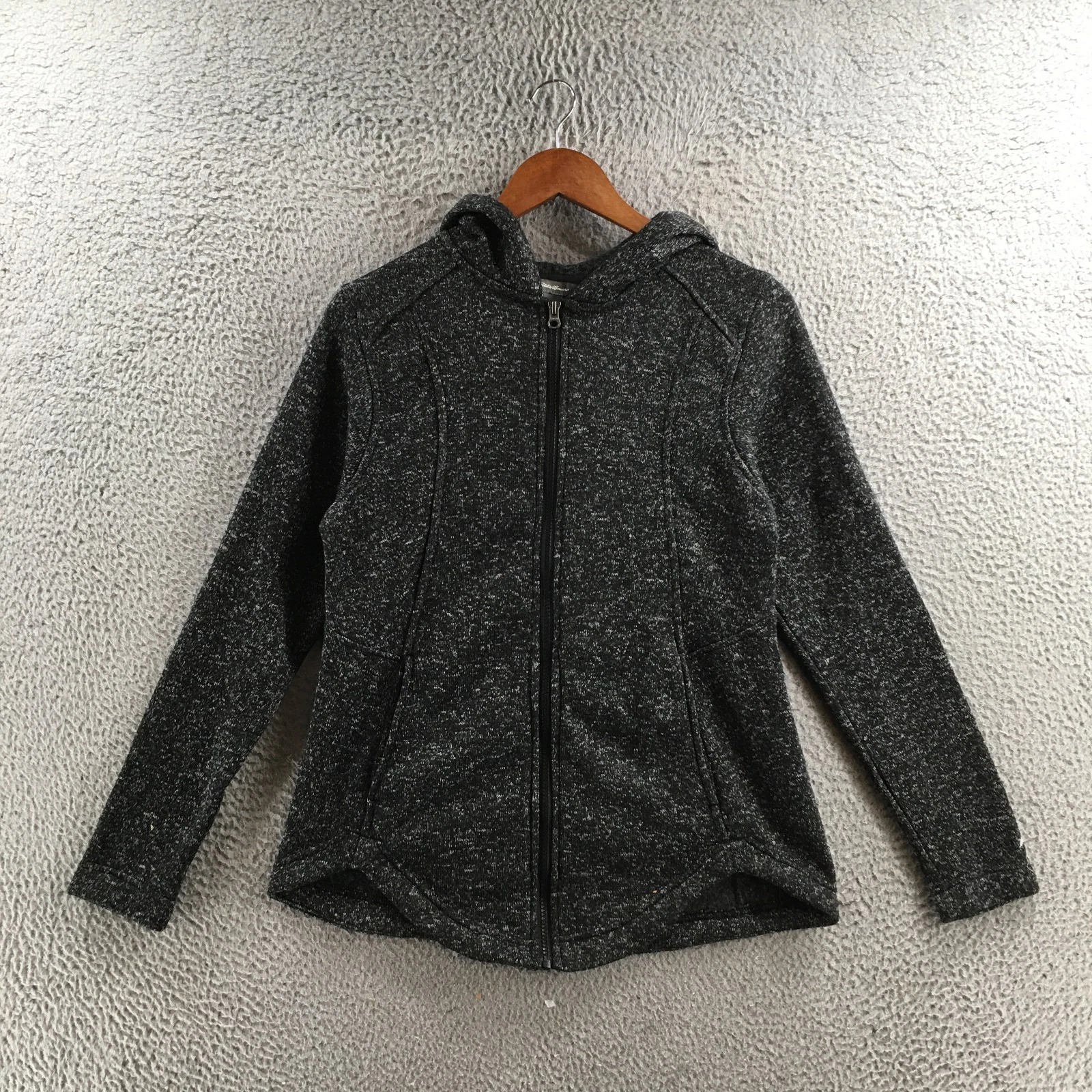 Eddie Bauer Jacket Womens M Gray Full Zip Hoodie Soft Knit Long Sleeve Pockets