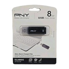 PNY 8GB USB Flash Drive - Store Share Transport Files: Photos Video Music NIB