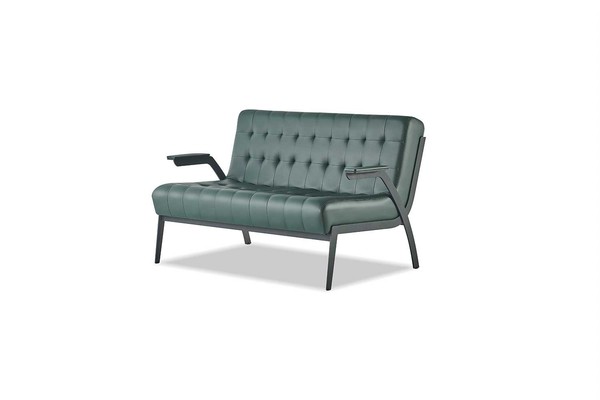 Chesterfield GrüN Sofa 2-Sitzer Ledersofa Modern Couch Leder Edelstahl-image