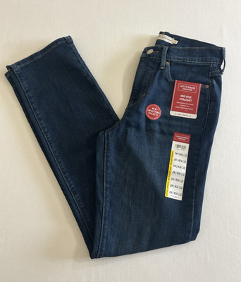 Signature by Levi Strauss Mid Rise Straight Jeans Women's 2M Dark Wash NWT