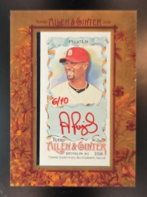 2026 Topps Allen & Ginter Albert Pujols #MA-AP Mini Framed Auto Red Ink /10