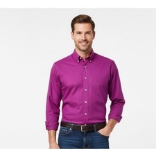 Chaps Wrinkle Free Button Down Shirt Men's XL Purple Long Sleeve Twill Preppy