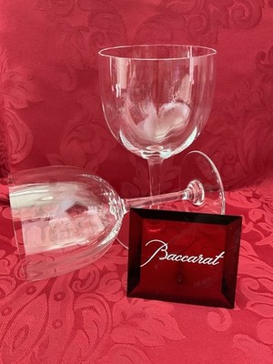 FLAWLESS Unique BACCARAT France Pair Glass MONTAIGNE Optic Crystal WATER GOBLETS