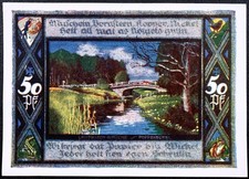 POPPENBÜTTEL 1921 "Langwisch Bridge" 50 Pfennig German Notgeld Glossy Paper