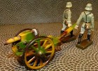 Prewar-Scarce-2 German Soldiers Pulling MG Cart-Lineol Elastolin Hausser — photo 3