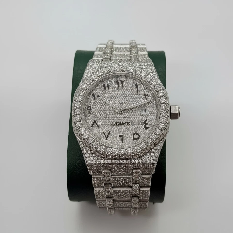 Men’s Custom Luxury 41mm Moissanite Stainless Steel Watch – Hip Hop Style - Image 4 of 4