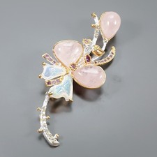 Jewellery A+ 20 ct+ Natural Morganite Brooch 925 Sterling Silver  /NB31642