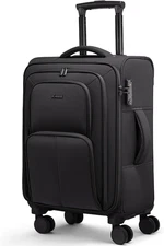 Carry on Luggage 22X14X9 Airline Approved, 22 Inch Softside Suitcases with Spinn