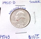 1955 DENVER SILVER WASHINGTON QUARTER IN UNCIRCULATED MINT STATE CONDITION