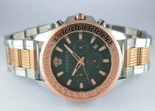 Unique Versace Chronograph Green Dial Men's Quartz Wristwatch | Date Indicator