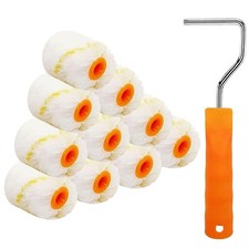 10 Pieces Paint Roller Cover with Frame Set, 2 inch Microfiber Roller Covers,...