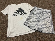 adidas Outfit Set Youth Boys Large White Gray Black