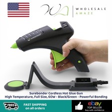 Surebonder Cordless Hot Glue Gun High Temperature, Full Size, 60W - Black/Green
