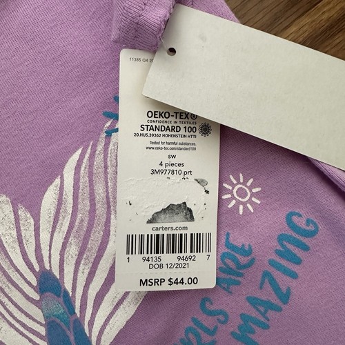 Carter’s 4pc Cotton Summer Pajamas Set Girls 7 7A Shorts Pants Mermaid NWT! - Picture 8 of 15