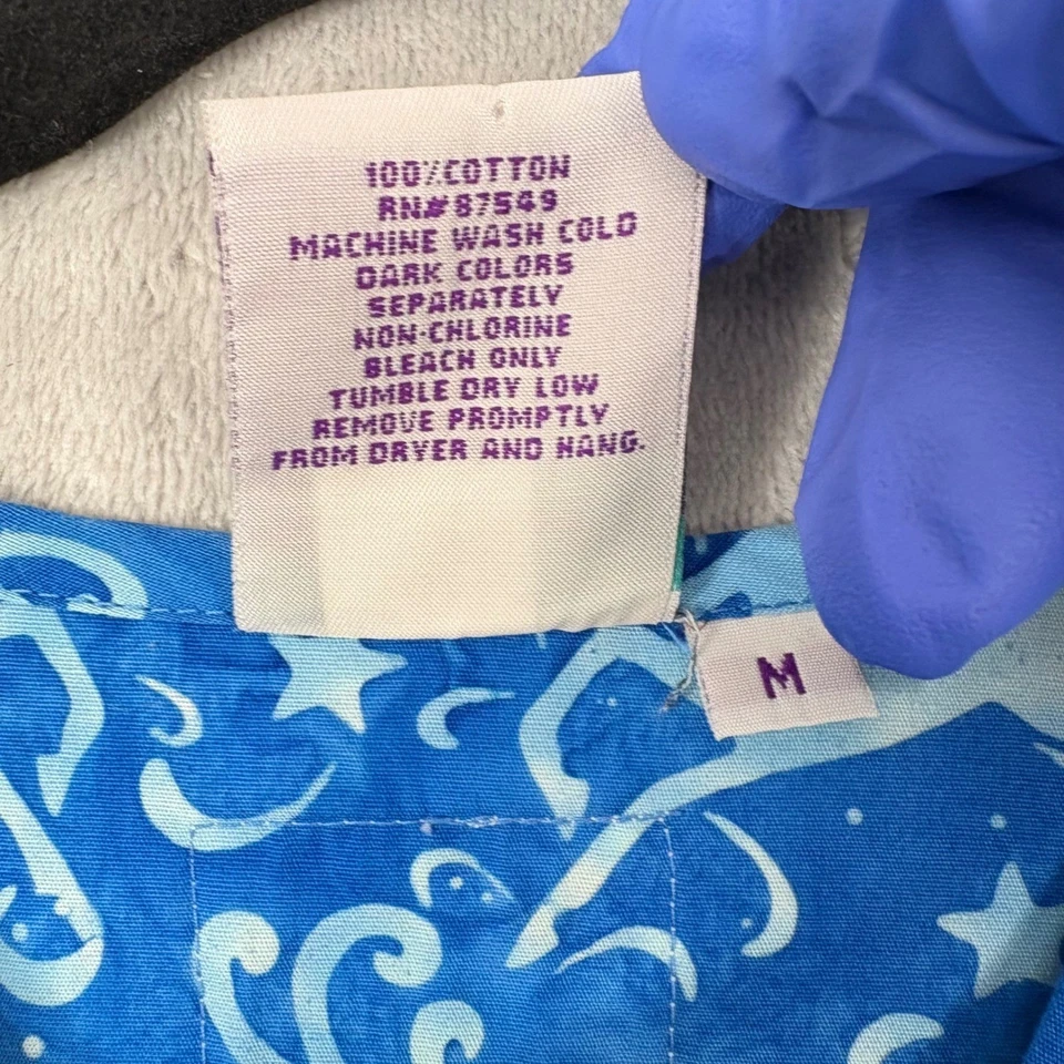 SCRUBS Scrub Christmas Top Blue Reindeer Print Holiday Festive V-Neck Medium - Image 4 of 4