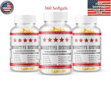 3 x Digestive Enzymes Prebiotic & Probiotics Gas, Constipation & Bloating Relief