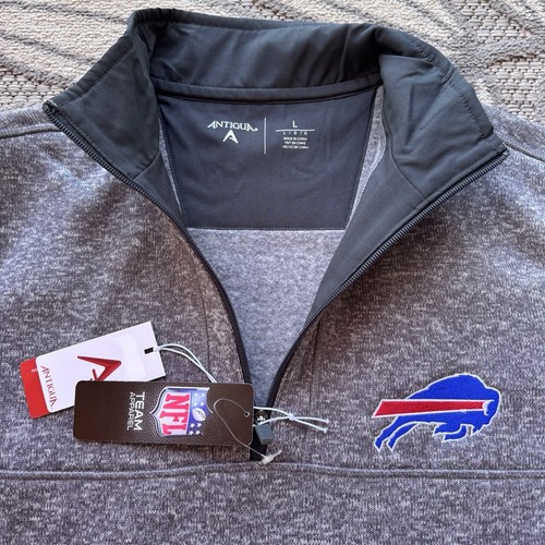 Antigua NFL Men's Buffalo Bills Charcoal Quarter-Zip Pullover Sweater Size Large - 第 4/9 張圖片