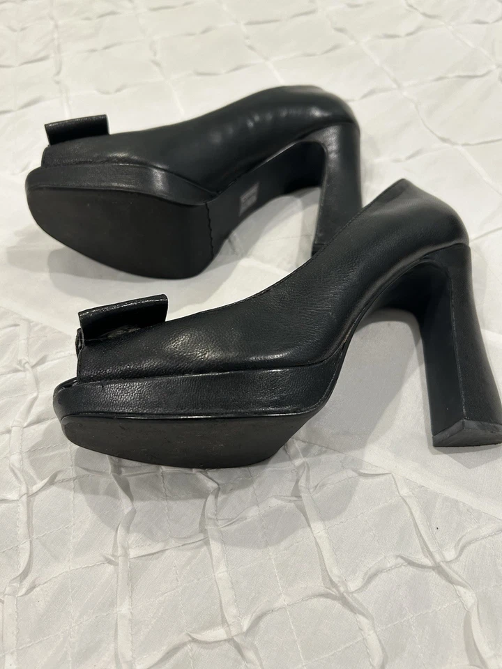 Moda Spana Mujer Cuero Negro Tacones Altos Talla 8 M Foto 4 de 4
