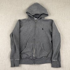 Polo Ralph Lauren Full Zip Hoodie Mens Medium M Gray Distressed Military Retro