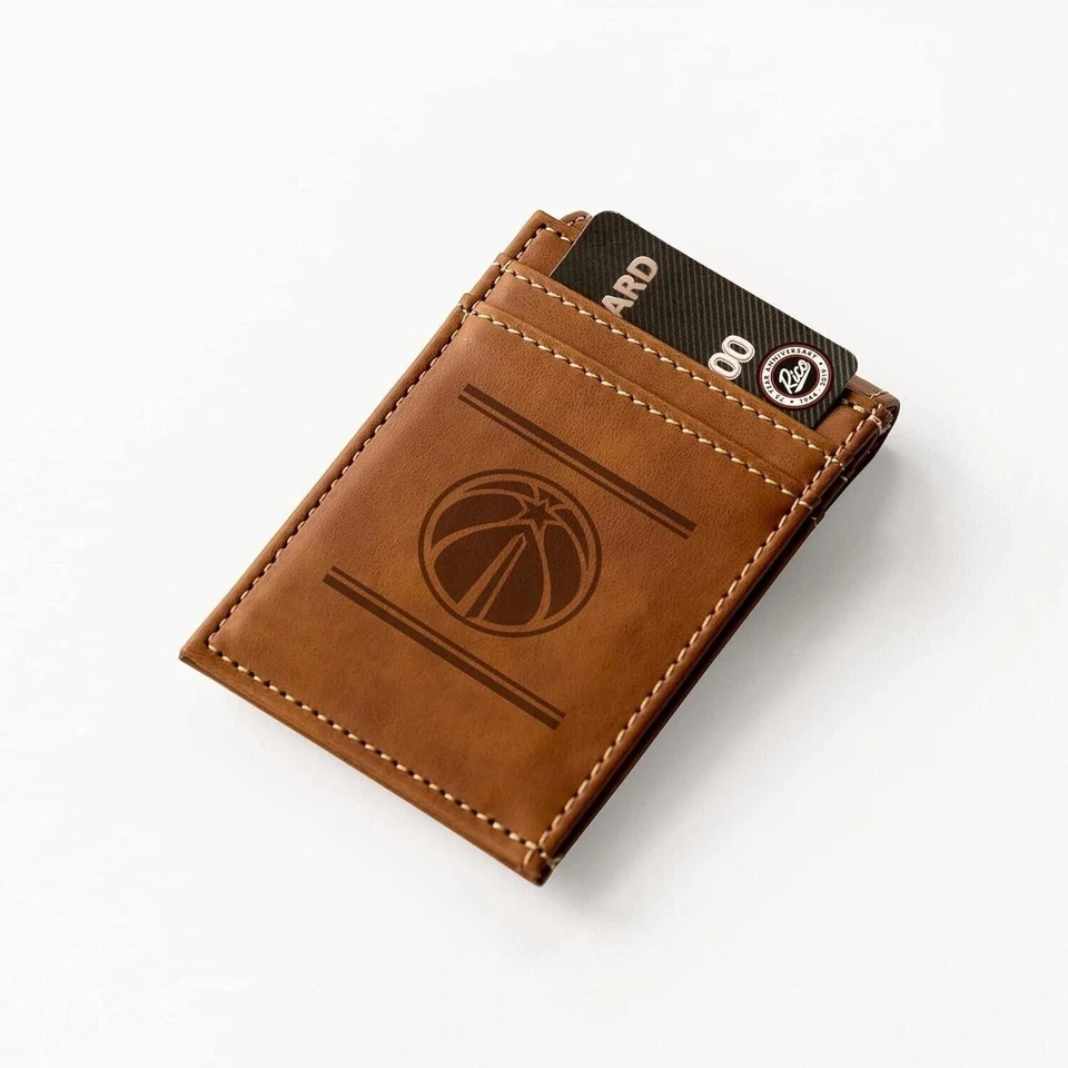 Washington Wizards Premium Brown Leather Wallet, Front Pocket Magnetic Money... - Image 2 of 4