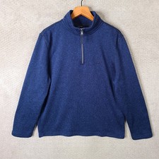 Nautica Sweater Mens Large Blue 1/4 Zip Pullover Fleece Mock Neck Polyester