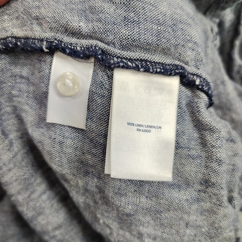 Vestido Camisa Midi Lands' End 100% Lino Talla L (14-16) Azul Cambray Bolsillos Playa - Imagen 10 de 12