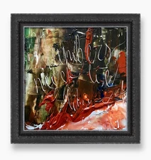 Equation Inspired Abstract Painting Original Modern Math Decor Framed Wall Art